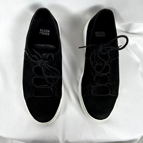 Eileen Fisher Black Suede‎ Sneakers Casual Comfortable Everyday Quiet Luxury 8.5 - Picture 8 of 9